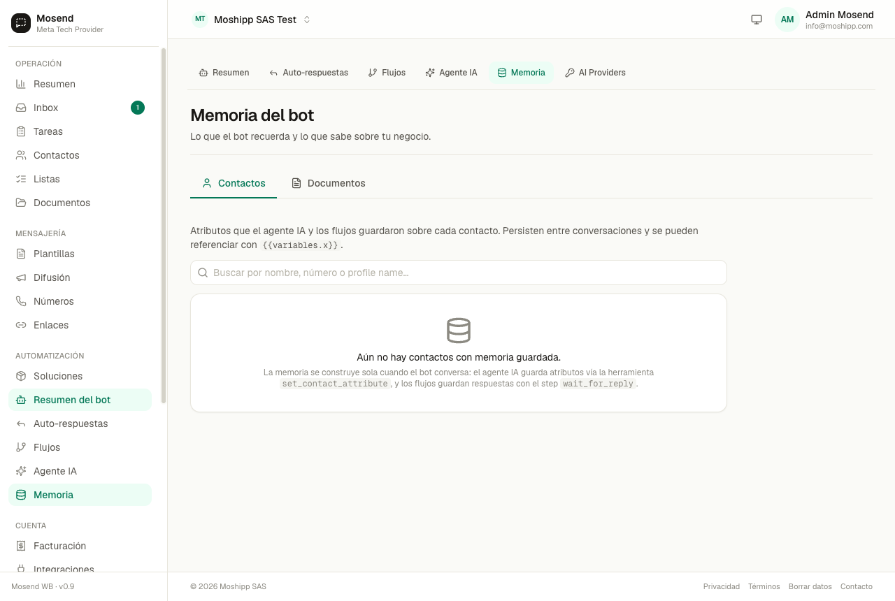 Memoria del bot